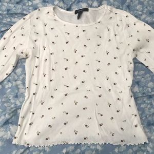 Forever 21 long sleeve rosebud white top